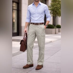 Perry Ellis khaki men’s cargo pants tan SZ 32x32 slacks trousers great condition